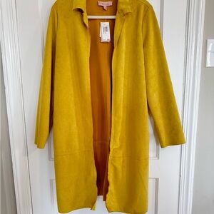 NWT Philosophy Cardigan Open Front Stretch size M yellow mustard